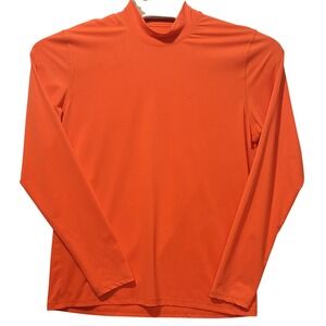 Energy Zone Mens XL Compression Fit Mock‎ Neck Long Sleeve Shirt Safety Orange
